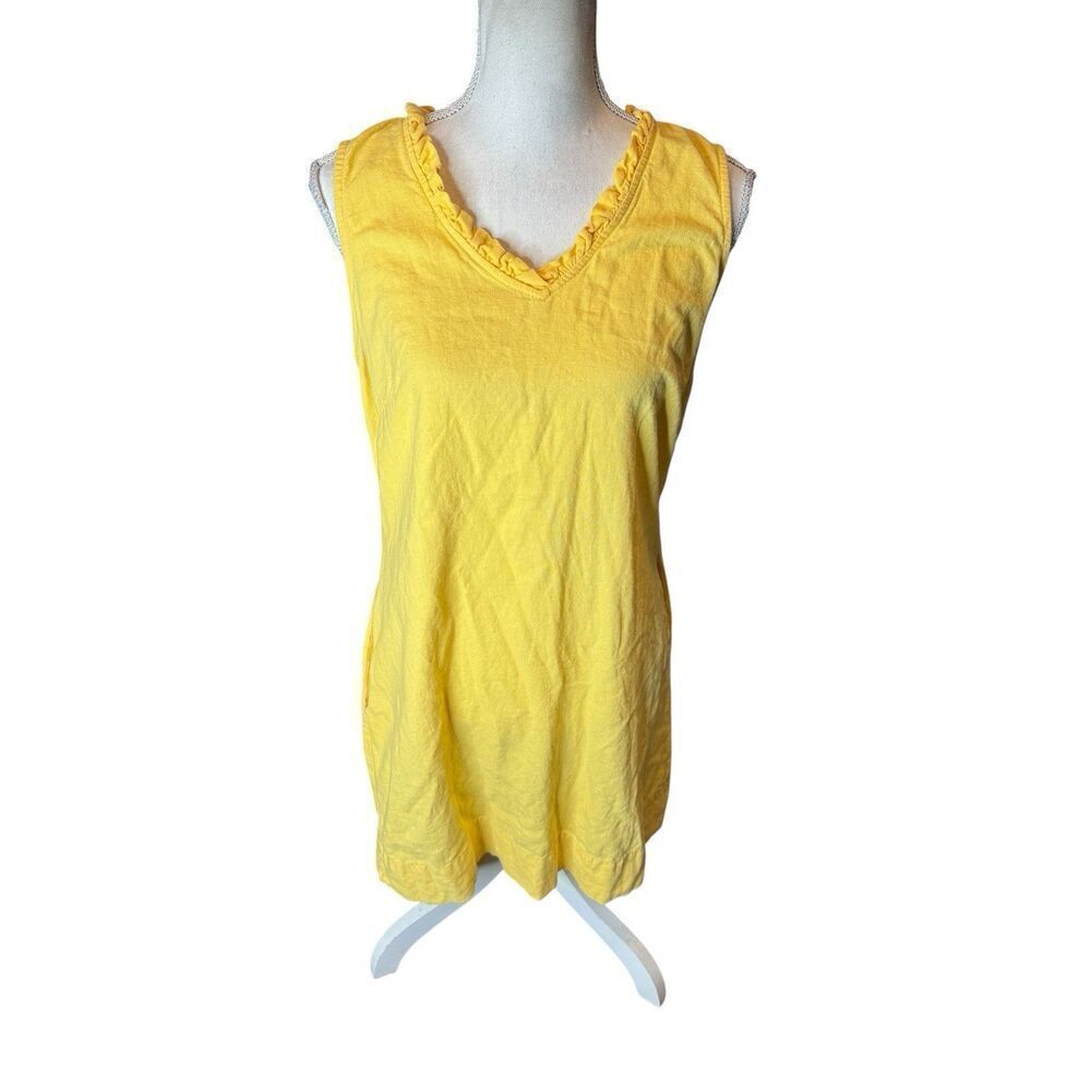 BRIGGS Short Linen Summer Dress Women’s Light Yellow Beach Sz M Beachy Vacation